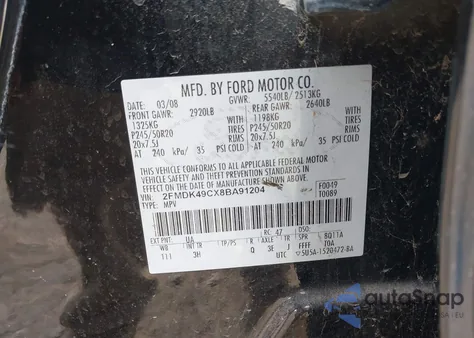 2008 Ford Edge Limited from USA, damaged, VIN 2FMDK49CX8BA91204